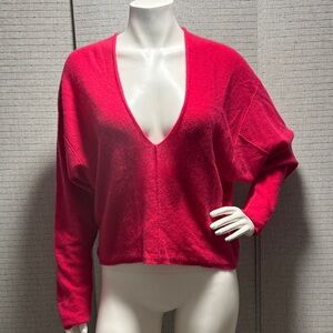 Free People Bold Red V-Neck Sweater